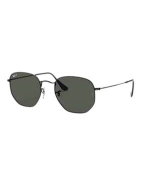 NEW RAY-BAN RB3548N Hexagonal Sunglasses –Polished Black Frame,G-15 Green Lenses